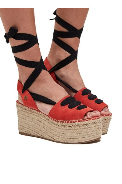 Zoe Coral | Red Espadrille Sandals