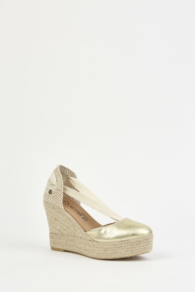 Charlene Oro | Gold Wedge Espadrilles