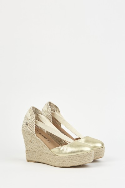 Charlene Oro | Gold Wedge Espadrilles