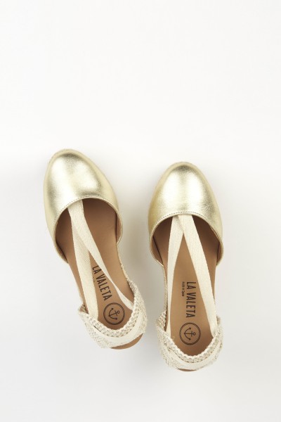 Charlene Oro | Gold Wedge Espadrilles