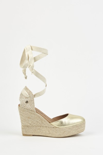 Charlene Oro | Gold Wedge Espadrilles