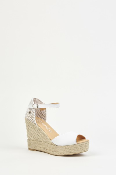 Charlene Peep Toe Blanco | White Espadrilles with Wedges