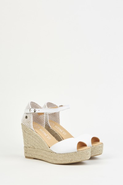 Charlene Peep Toe Blanco | White Espadrilles with Wedges