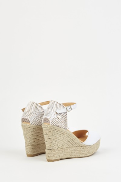 Charlene Peep Toe Blanco | White Espadrilles with Wedges