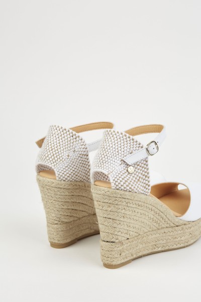 Charlene Peep Toe Blanco | White Espadrilles with Wedges