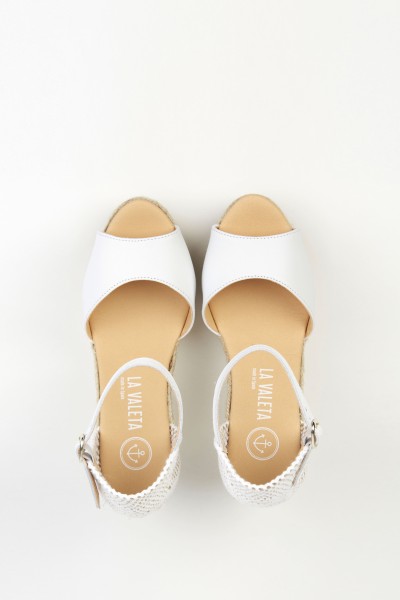 Charlene Peep Toe Blanco | White Espadrilles with Wedges