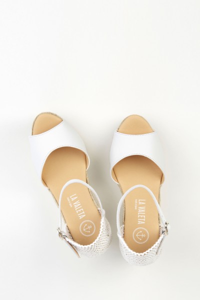 Charlene Peep Toe Blanco | White Espadrilles with Wedges