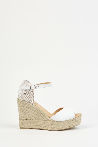 Charlene Peep Toe Blanco | White Espadrilles with Wedges