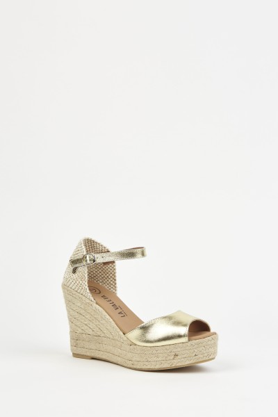 Charlene Peep Toe Oro | Gold Espadrilles For Women