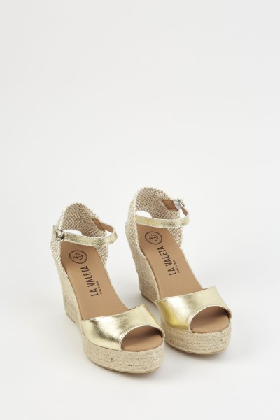 Charlene Peep Toe Oro | Gold Espadrilles For Women