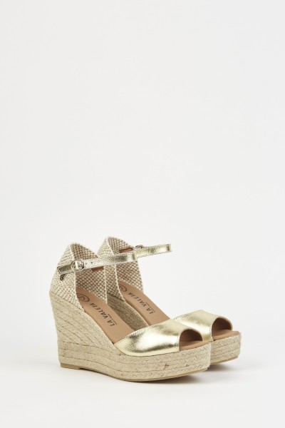 Charlene Peep Toe Oro | Gold Espadrilles For Women