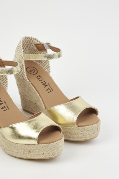 Charlene Peep Toe Oro | Gold Espadrilles For Women