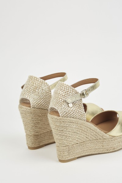 Charlene Peep Toe Oro | Gold Espadrilles For Women