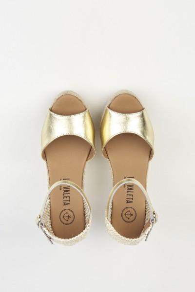 Charlene Peep Toe Oro | Gold Espadrilles For Women