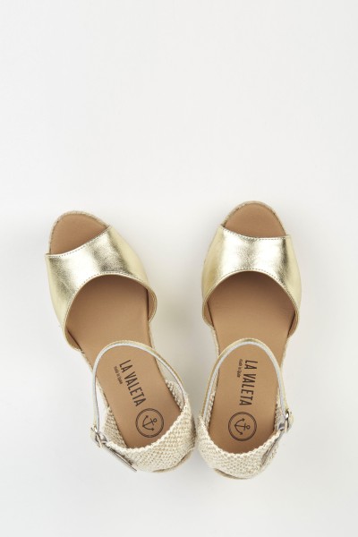 Charlene Peep Toe Oro | Gold Espadrilles For Women