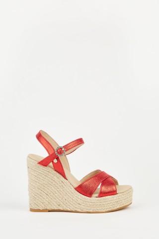 Carina Red | Red Wedge Sandals