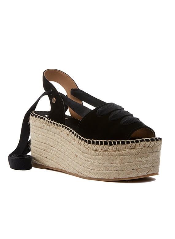 Black Platform Espadrille Sandals Zoe Negro LA VALETA Free Shipping