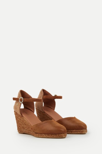 Leticia Caramelo | Leather Wedge Espadrilles