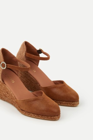 Leticia Caramelo | Leather Wedge Espadrilles