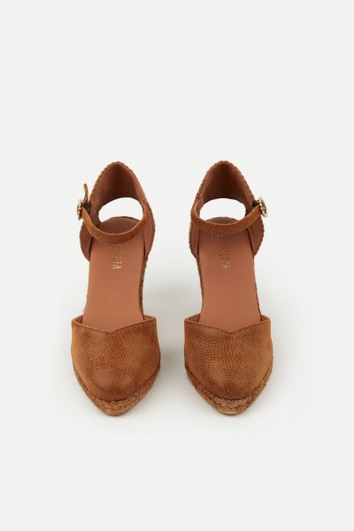 Leticia Caramelo | Leather Wedge Espadrilles