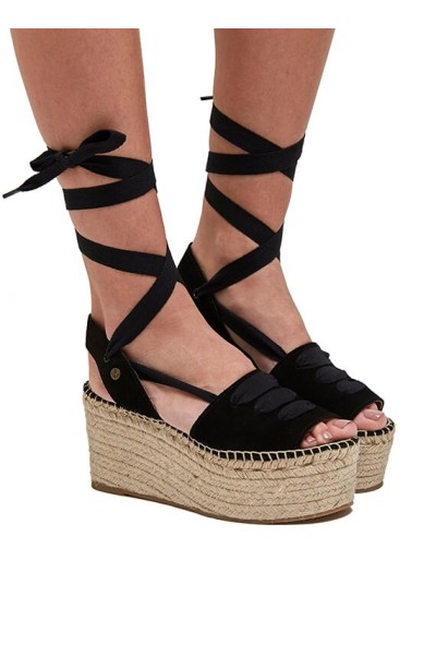 Zoe Negro | Black Platform Espadrille Sandals