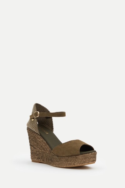 Charlene Peep Toe Olive | Olive Green Espadrilles