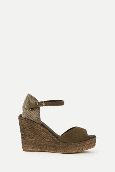 Charlene Peep Toe Olive | Alpargatas Verde Oliva