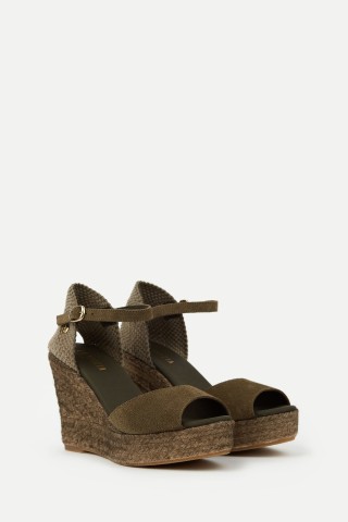 Charlene Peep Toe Olive | Olive Green Espadrilles