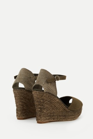 Charlene Peep Toe Olive | Olive Green Espadrilles