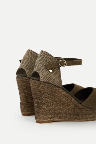 Charlene Peep Toe Olive | Olive Green Espadrilles