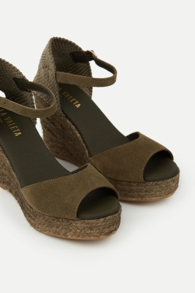 Charlene Peep Toe Olive | Olive Green Espadrilles