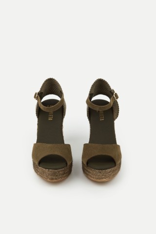 Charlene Peep Toe Olive | Olive Green Espadrilles