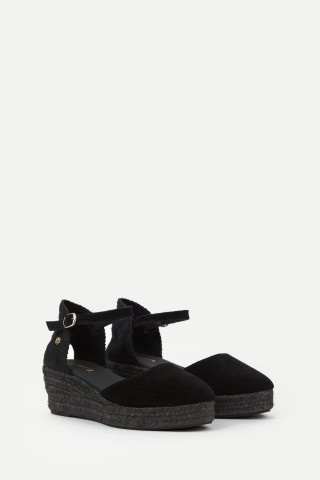 Dora Low | Black Espadrilles with Low Wedge