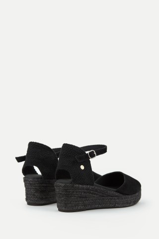 Dora Low | Black Espadrilles with Low Wedge