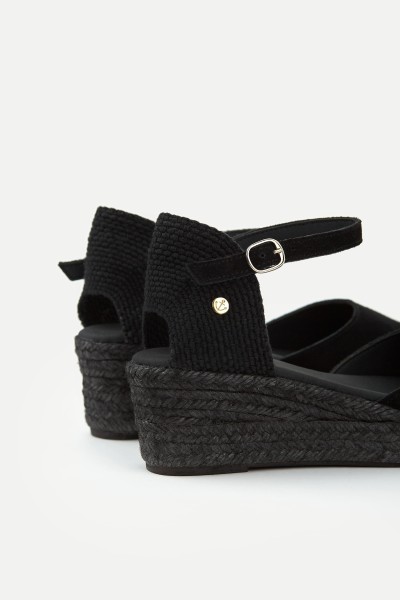 Dora Low | Black Espadrilles with Low Wedge