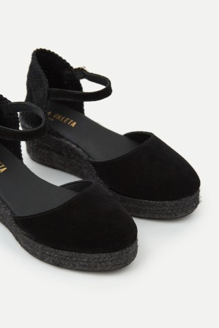 Dora Low | Black Espadrilles with Low Wedge