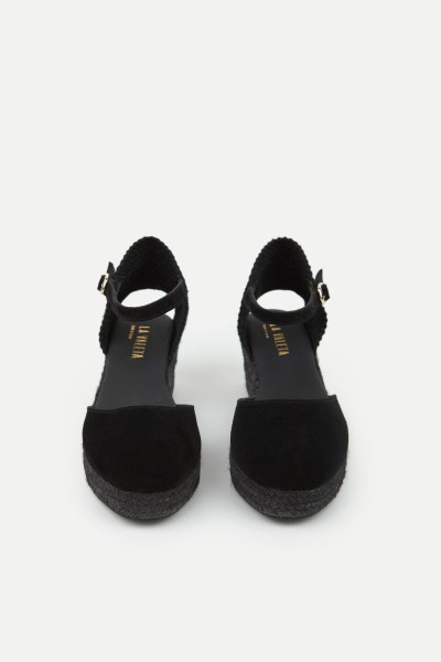 Dora Low | Black Espadrilles with Low Wedge