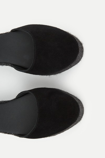 Dora Low | Black Espadrilles with Low Wedge