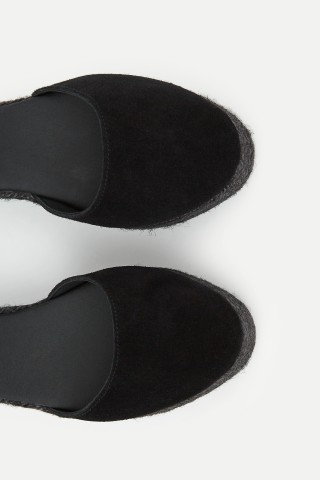 Dora Low | Black Espadrilles with Low Wedge