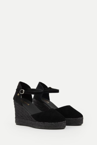 Dora | Women's Black Wedge Espadrilles