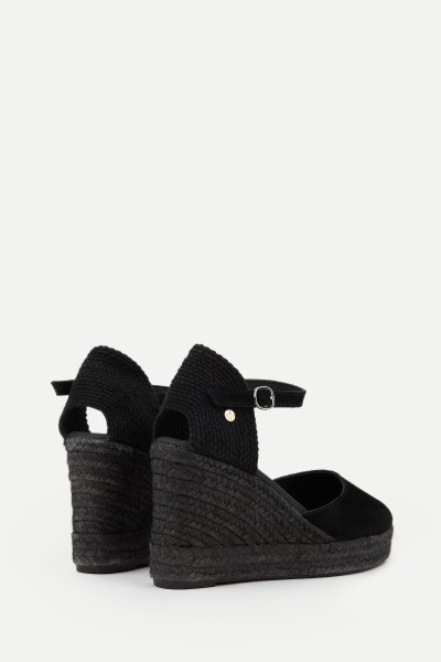 Dora | Women's Black Wedge Espadrilles