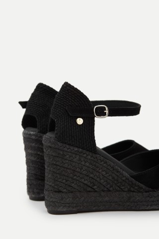 Dora | Women's Black Wedge Espadrilles