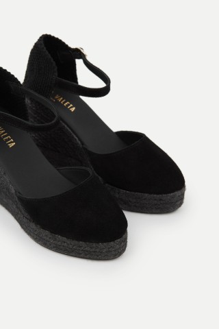 Dora | Women's Black Wedge Espadrilles