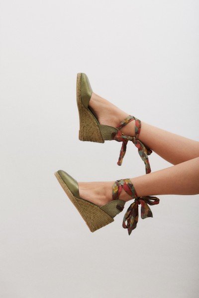 Ada Fly | Green Wedge Espadrilles